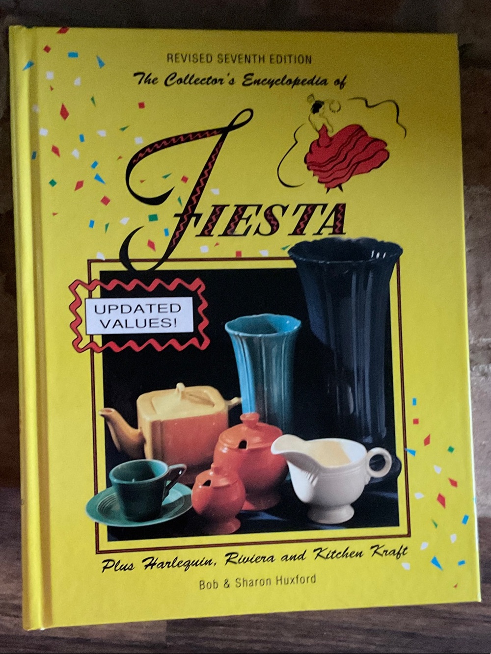 Fiestaware Yellow Cover with Multicolor Pottery Illustration